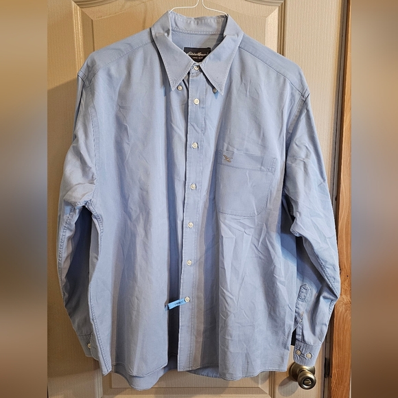 Vintage Eddie Bauer Large Long Sleeve Full Button Up Collared Shirt 100% Cotton - Picture 1 of 5